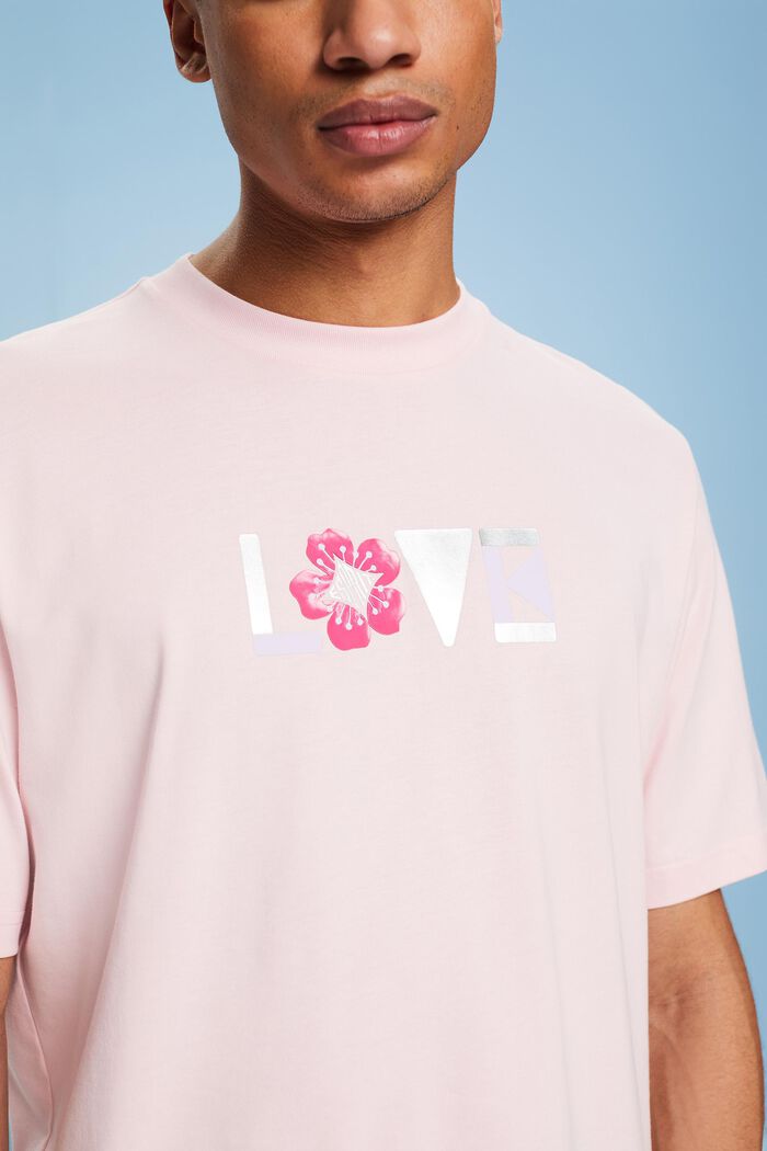 Unisex-T-Shirt aus Pima-Baumwolle mit Print, PASTEL PINK, detail image number 3
