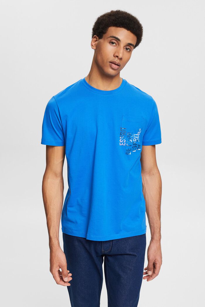 Jersey-T-Shirt mit Print, BRIGHT BLUE, detail image number 0