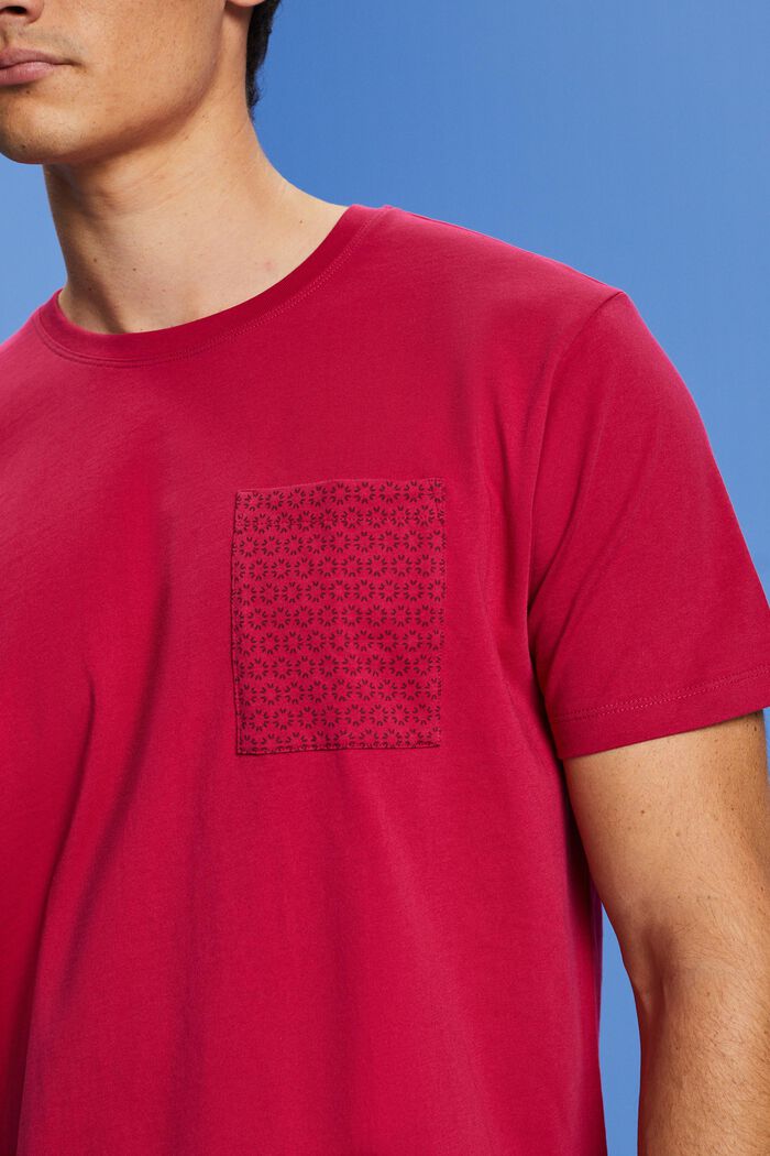 T-Shirt aus nachhaltiger Baumwolle mit Brusttasche, DARK PINK, detail image number 2