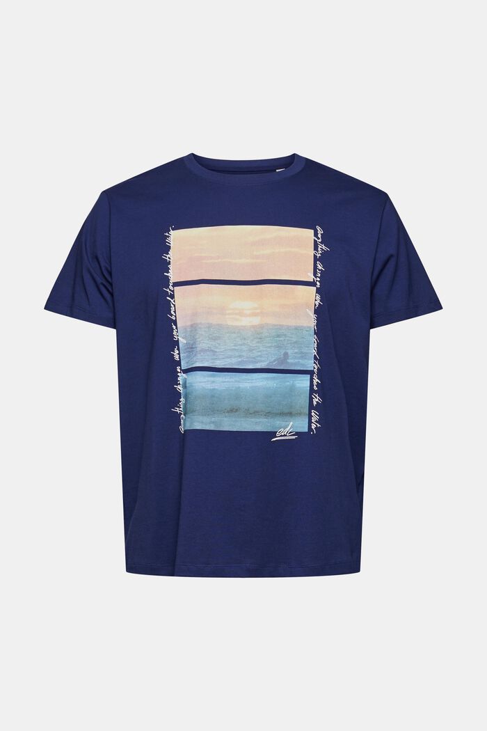 Jersey-T-Shirt mit Print, DARK BLUE, overview