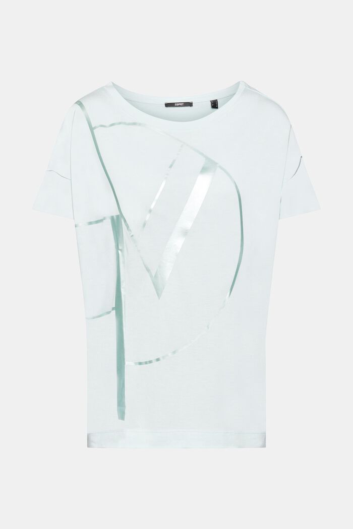 T-Shirt mit Metallic Print, LENZING™ ECOVERO™, LIGHT AQUA GREEN, detail image number 6