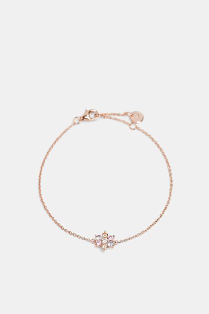 Armband mit Zirkonia-Blume, Sterling Silber, ROSEGOLD, overview