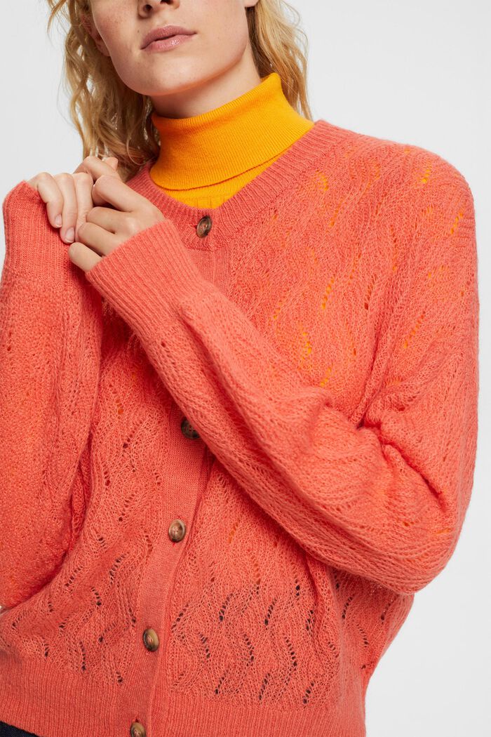 Pointelle-Cardigan, CORAL, detail image number 0