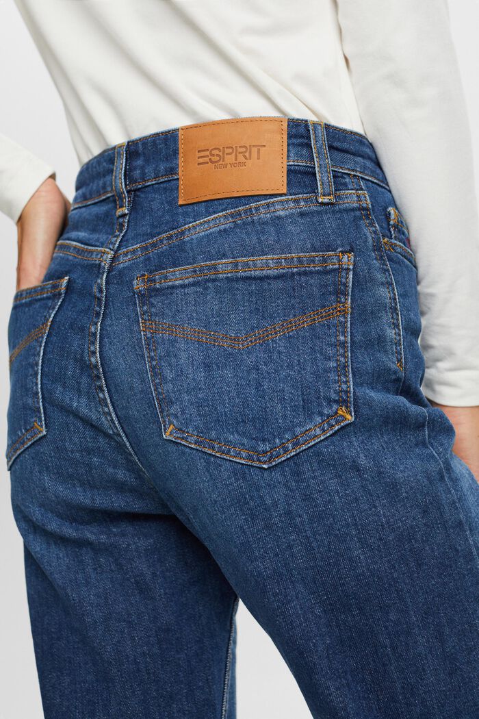 Retro-Jeans mit gerader Passform und hohem Bund, BLUE DARK WASHED, detail image number 4