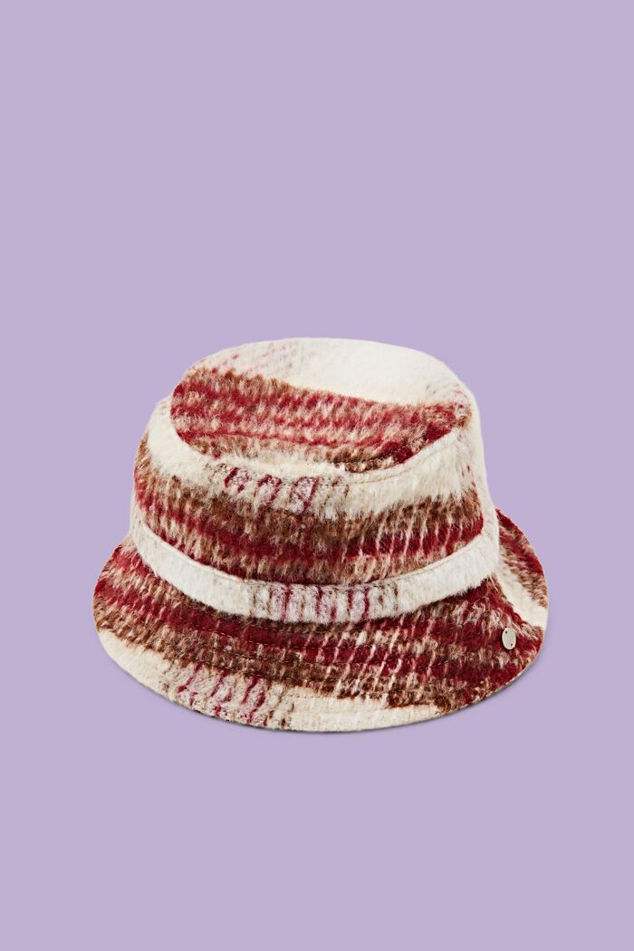 Bucket Hat aus weich aufgerautem Stoff, BORDEAUX RED, detail image number 0