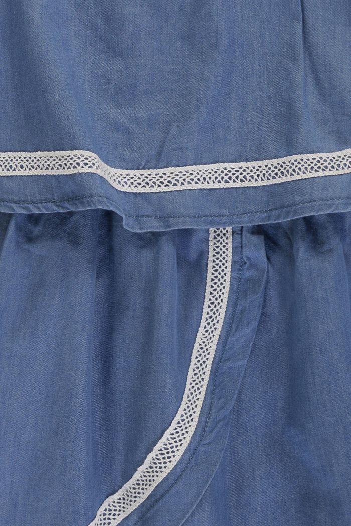 Aus Lyocell: Kleid in Denim-Optik mit Spitze, BLUE LIGHT WASHED, detail image number 2