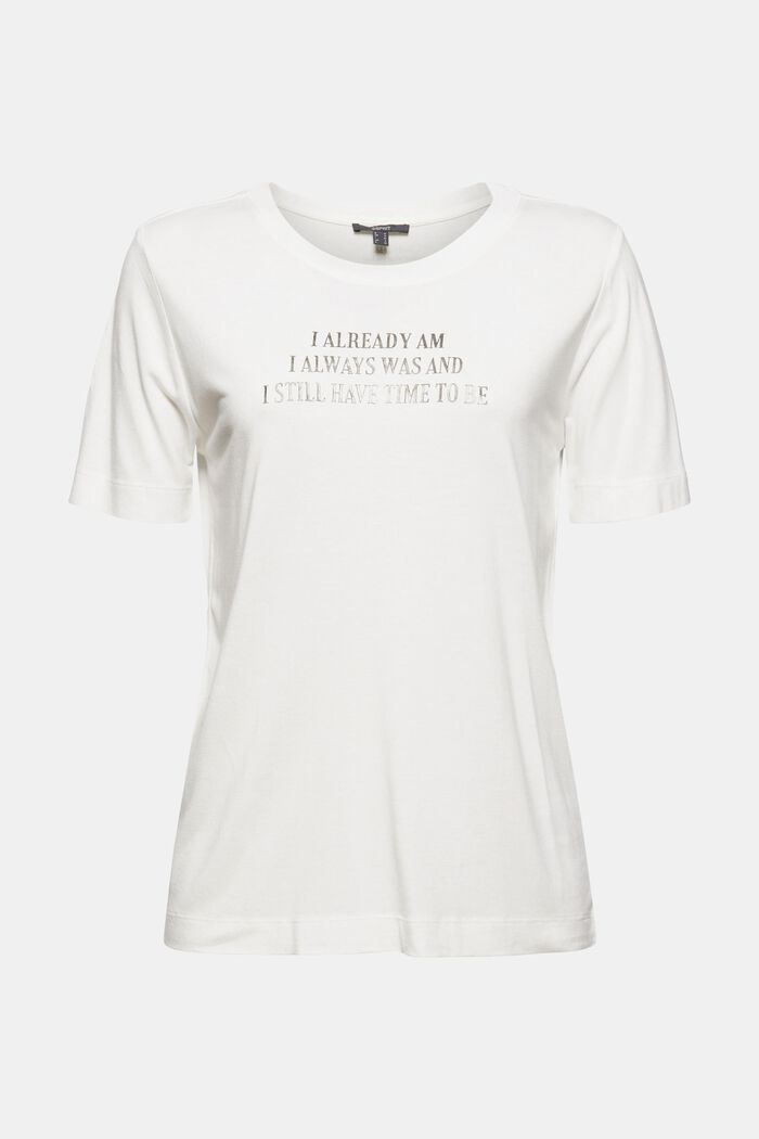 T-Shirt mit Schriftzug, LENZING™ ECOVERO™, OFF WHITE, detail image number 7