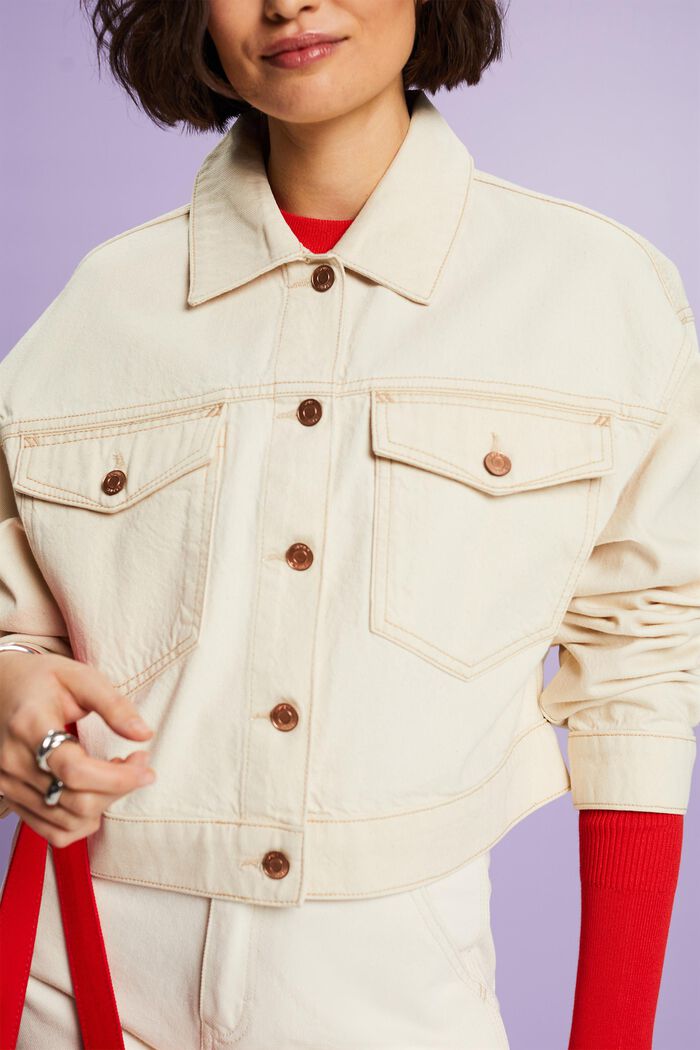 Jeansjacke in Cropped-Länge, OFF WHITE, detail image number 3