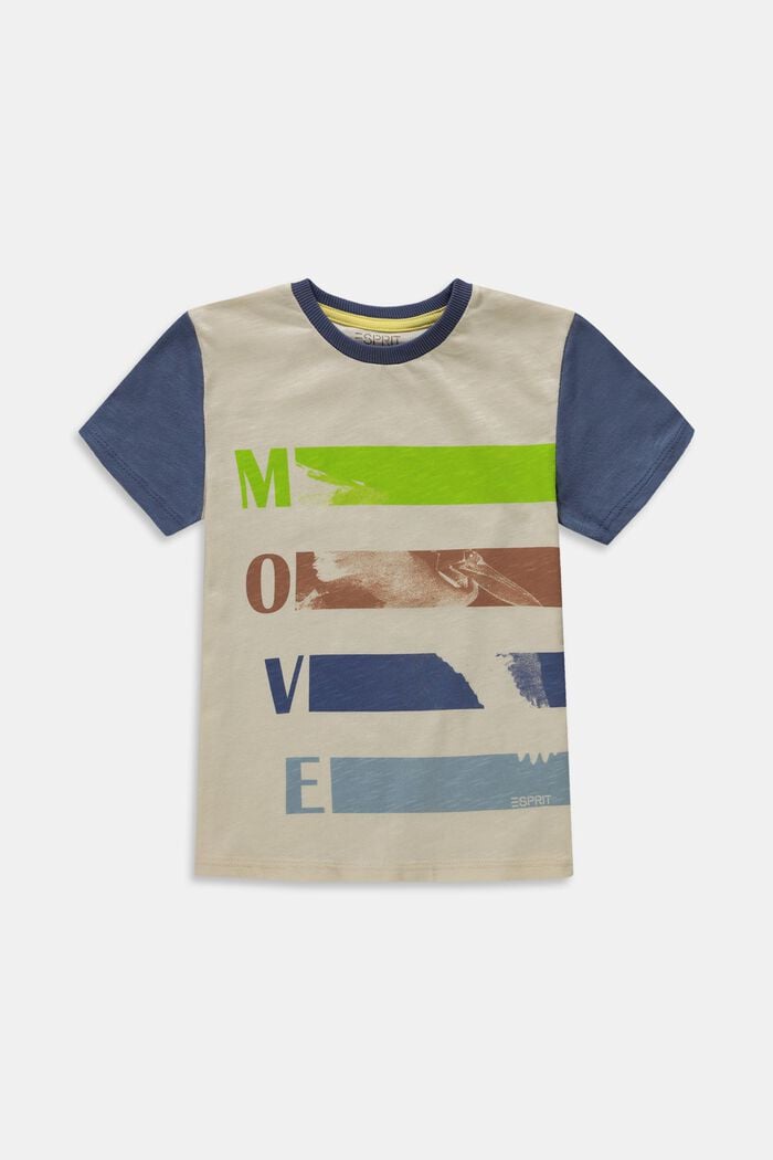 T-Shirt mit Print, 100% Baumwolle, CREAM BEIGE, overview