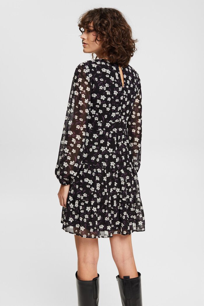 Kleid mit V-Ausschnitt und Allover-Print, BLACK, detail image number 3