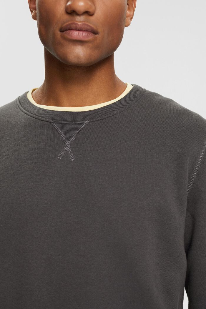 Unifarbenes Sweatshirt, DARK GREY, detail image number 2