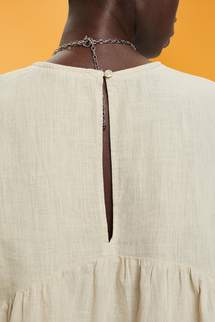 Bluse aus nachhaltiger Baumwolle mit kurzen Ärmeln, DUSTY GREEN, detail image number 2