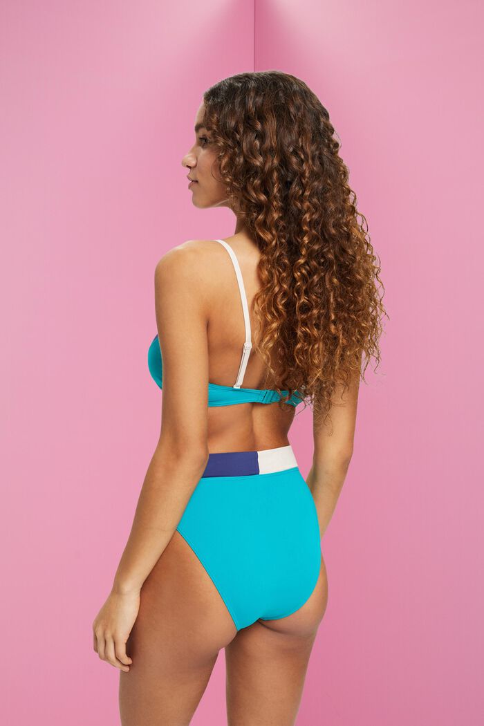 Bikinihose im Colour Block-Design, TEAL GREEN, detail image number 2