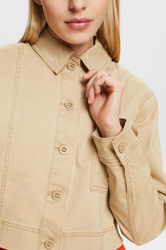 Cropped-Jacke aus Baumwolltwill, BEIGE, detail image number 2