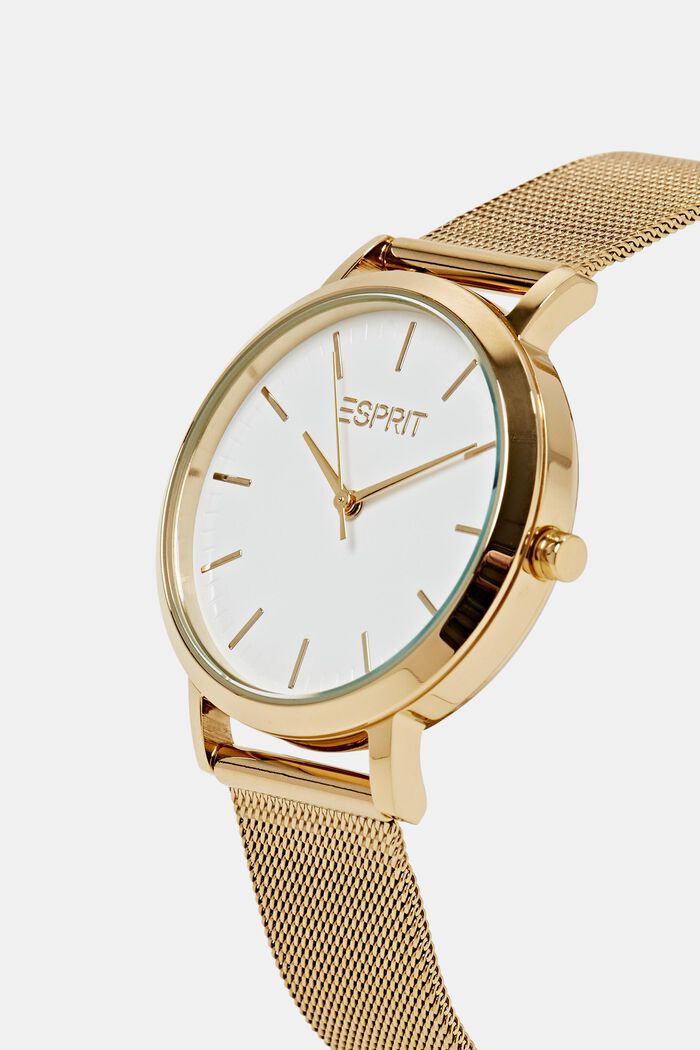 Edelstahl-Uhr mit Mesh-Armband, GOLD, detail image number 1