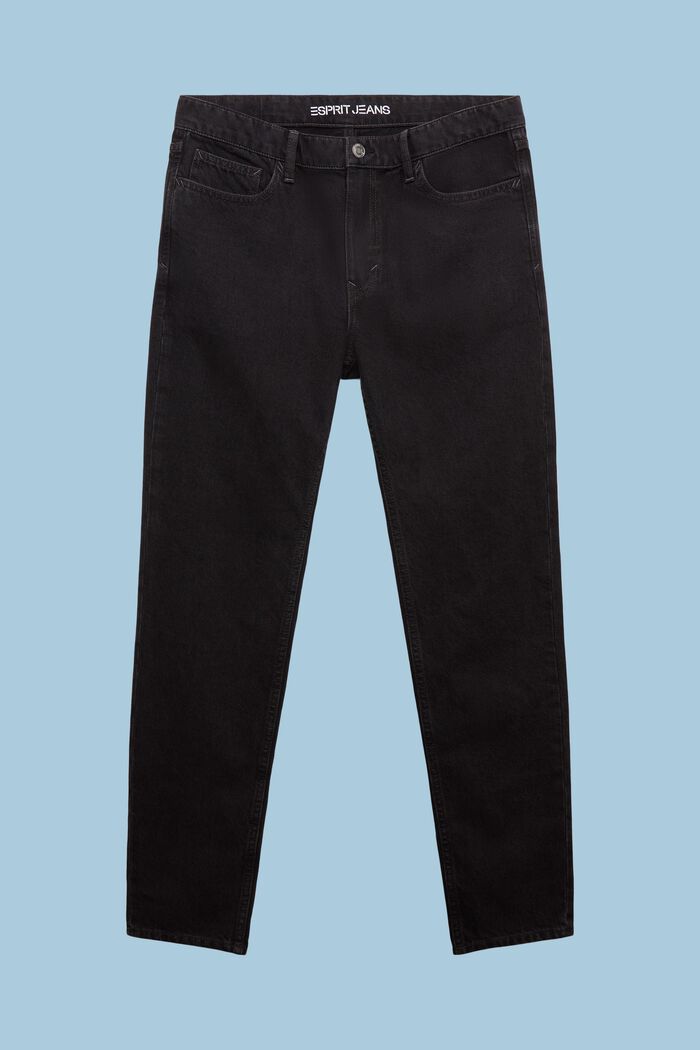 Jeans in zulaufender Passform mit mittelhohem Bund, BLACK DARK WASHED, detail image number 6