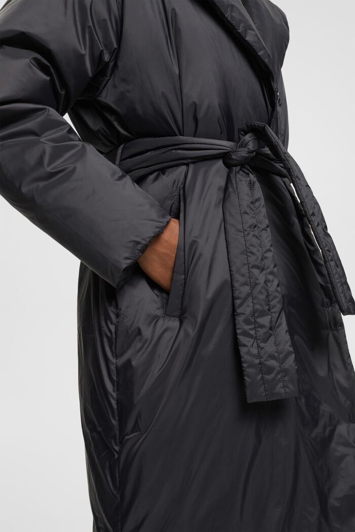 Langer Mantel mit recycelter Daunenfüllung, BLACK, detail image number 2