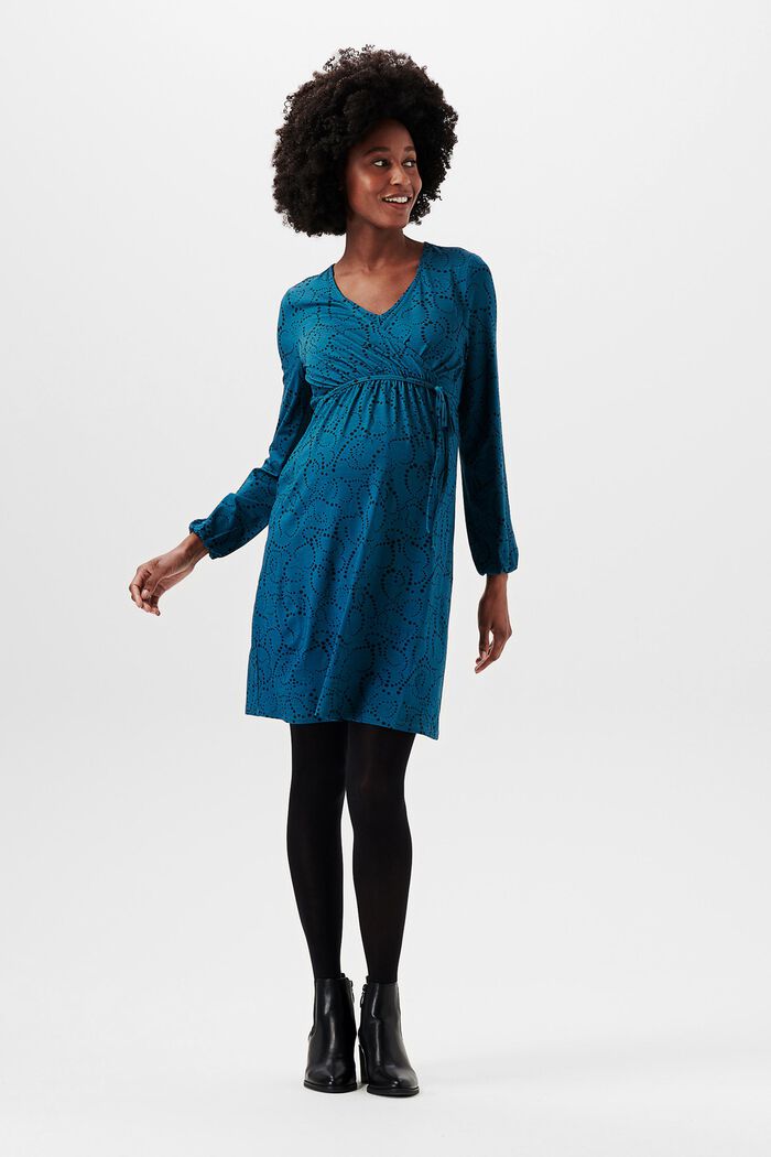 Gemustertes Jersey-Kleid, LENZING™ ECOVERO™, BLUE CORAL, detail image number 0