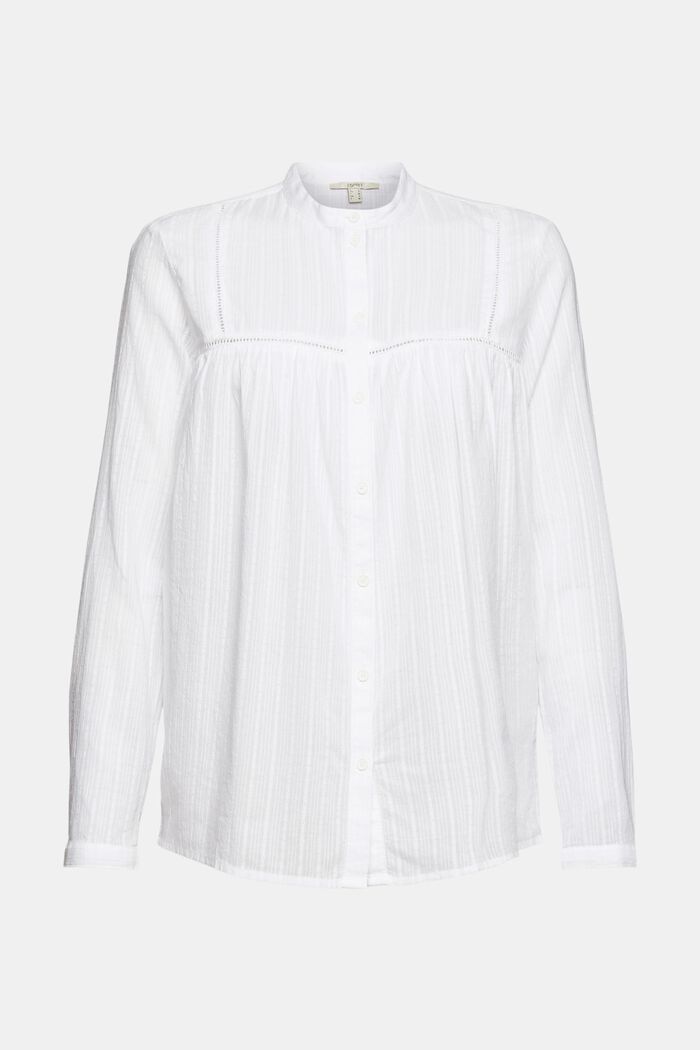 Hemdbluse aus 100% Baumwolle, WHITE, overview