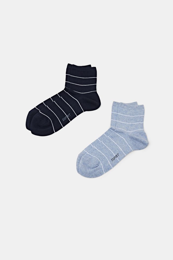 2er-Set Socken mit Streifenmuster, NAVY/BLUE, detail image number 0