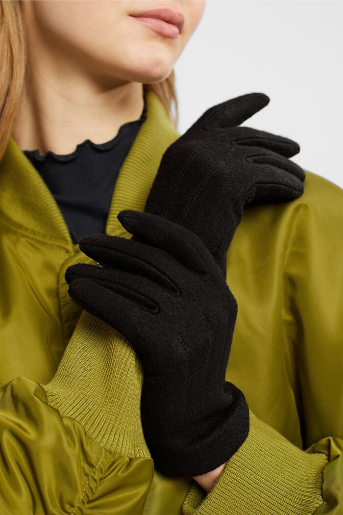 Gloves non-leather, BLACK, detail image number 2