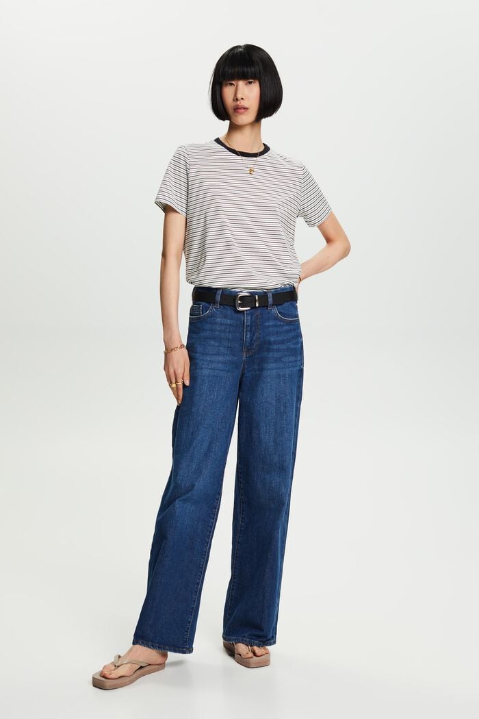 T-Shirt mit Streifen, 100% Baumwolle, OFF WHITE, detail image number 4
