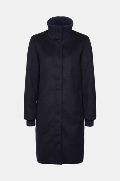 Mantel aus Wollmix mit Rippstrickdetail