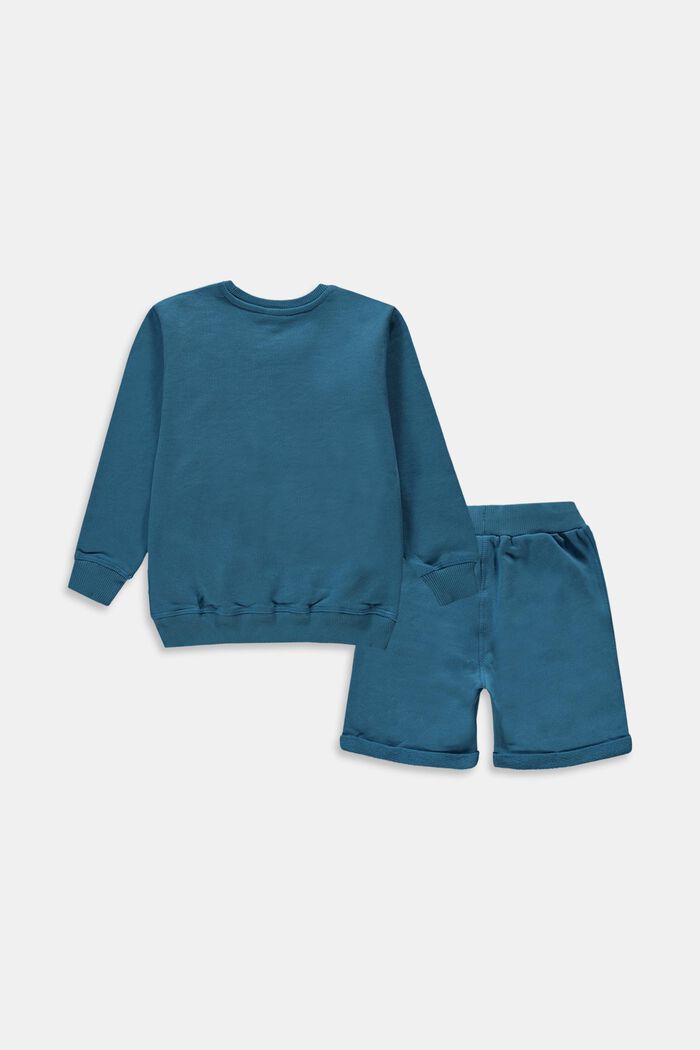 Set: Sweatshirt und Shorts, 100% Baumwolle, TURQUOISE, detail image number 1