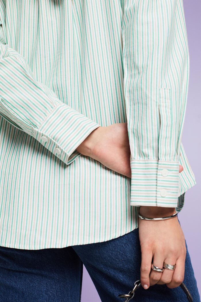 Übergroßes, gestreiftes Baumwollhemd, GREEN, detail image number 3