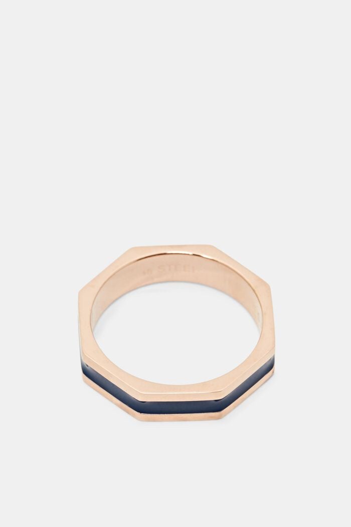 Eckiger Ring im farbigen Design, Edelstahl, ROSEGOLD, detail image number 0
