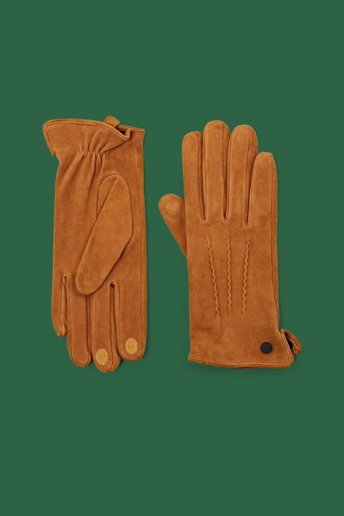Rauleder-Handschuhe mit Touchscreen-Funktion, CARAMEL, detail image number 0