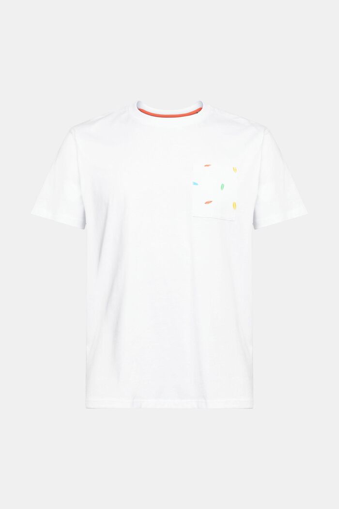 Jersey-T-Shirt mit Brusttasche, WHITE, overview