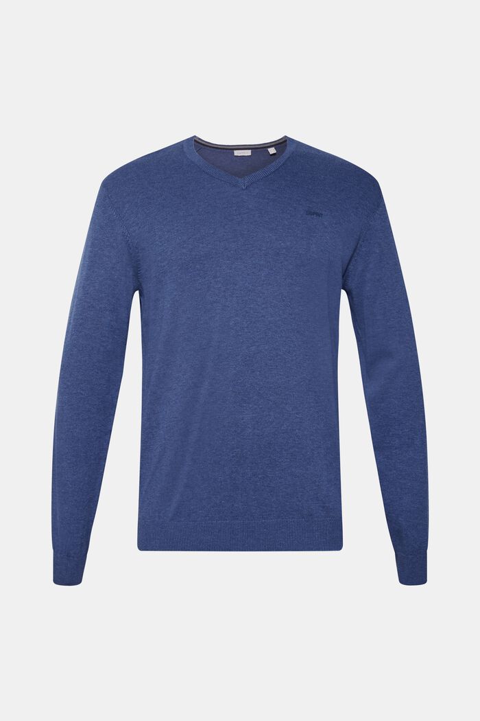 V-Neck-Pullover, 100% Baumwolle, DARK BLUE, detail image number 0