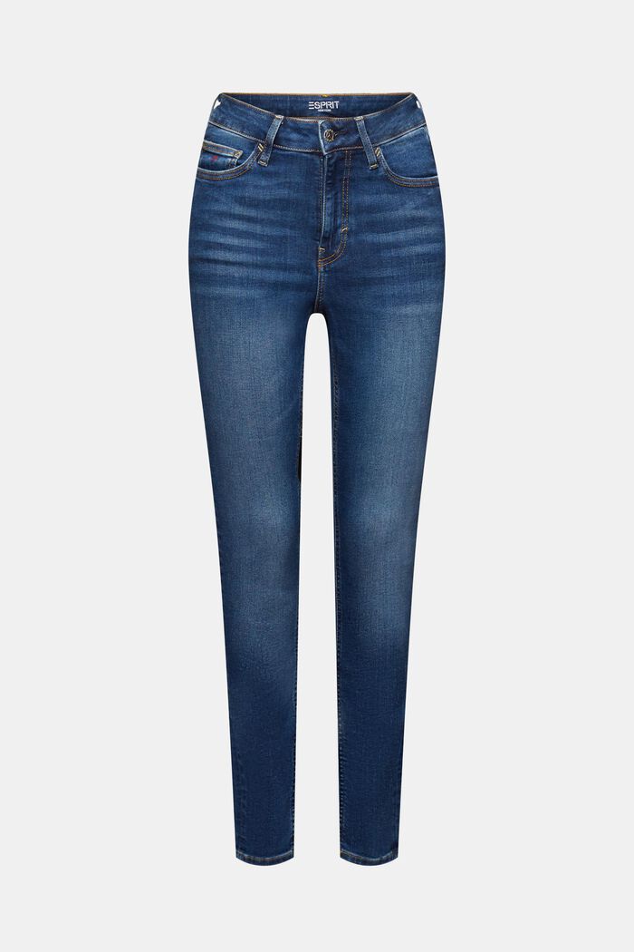Skinny Jeans mit hohem Bund, BLUE DARK WASHED, detail image number 7