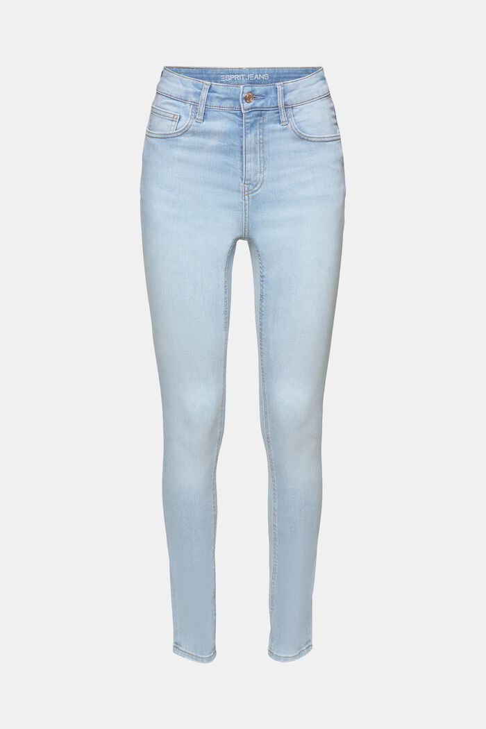 Skinny Jeans mit hohem Bund, BLUE BLEACHED, detail image number 6