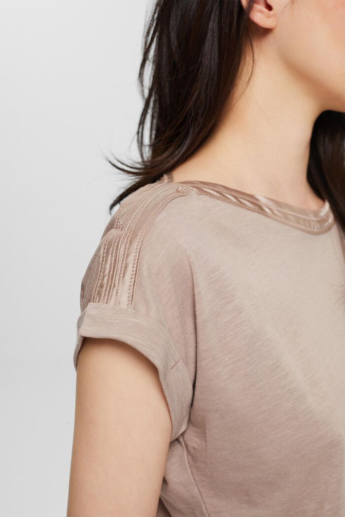 T-Shirt im Material-Mix-Look, LIGHT TAUPE, detail image number 2