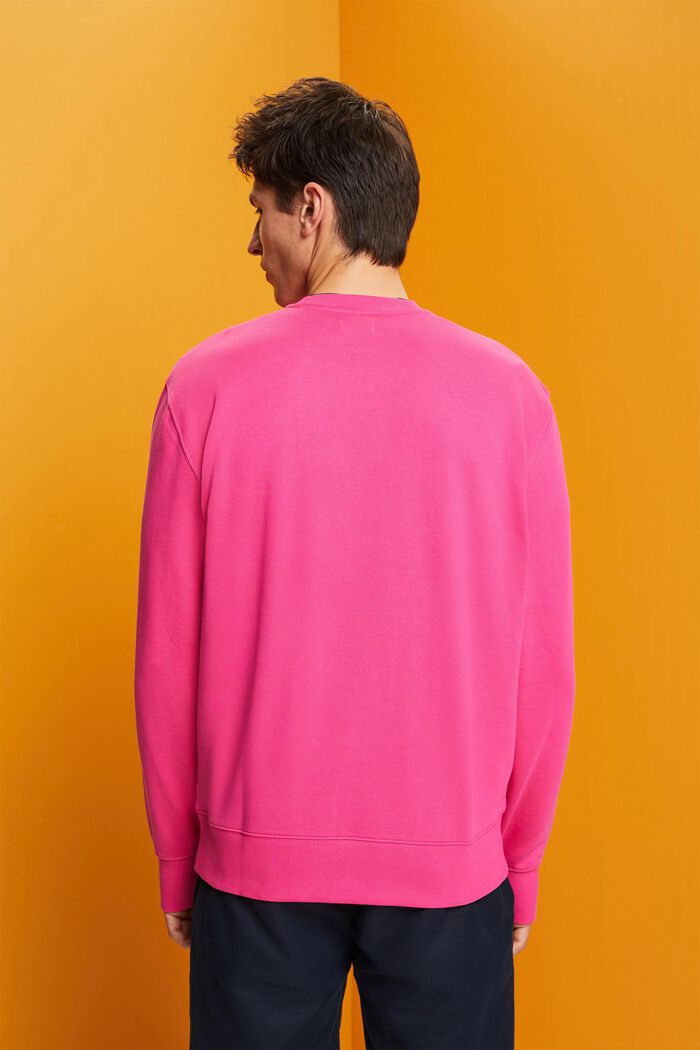 Rundhals-Sweatshirt mit Print, 100 % Baumwolle, PINK FUCHSIA, detail image number 3
