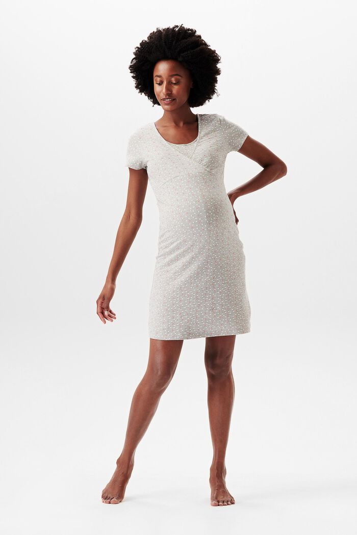 Jersey-Kleid mit Sternen-Print, Bio-Baumwolle, LIGHT GREY MELANGE, overview