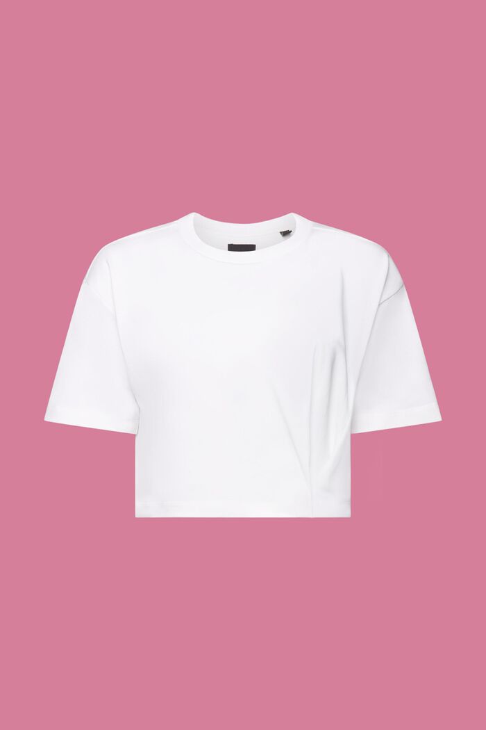 Rundhals-T-Shirt aus Jersey in Cropped-Länge, WHITE, detail image number 6