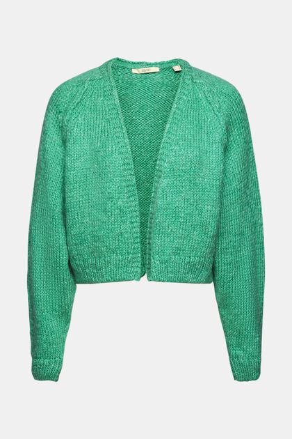 Cropped-Cardigan aus Wollmix, LIGHT GREEN, overview