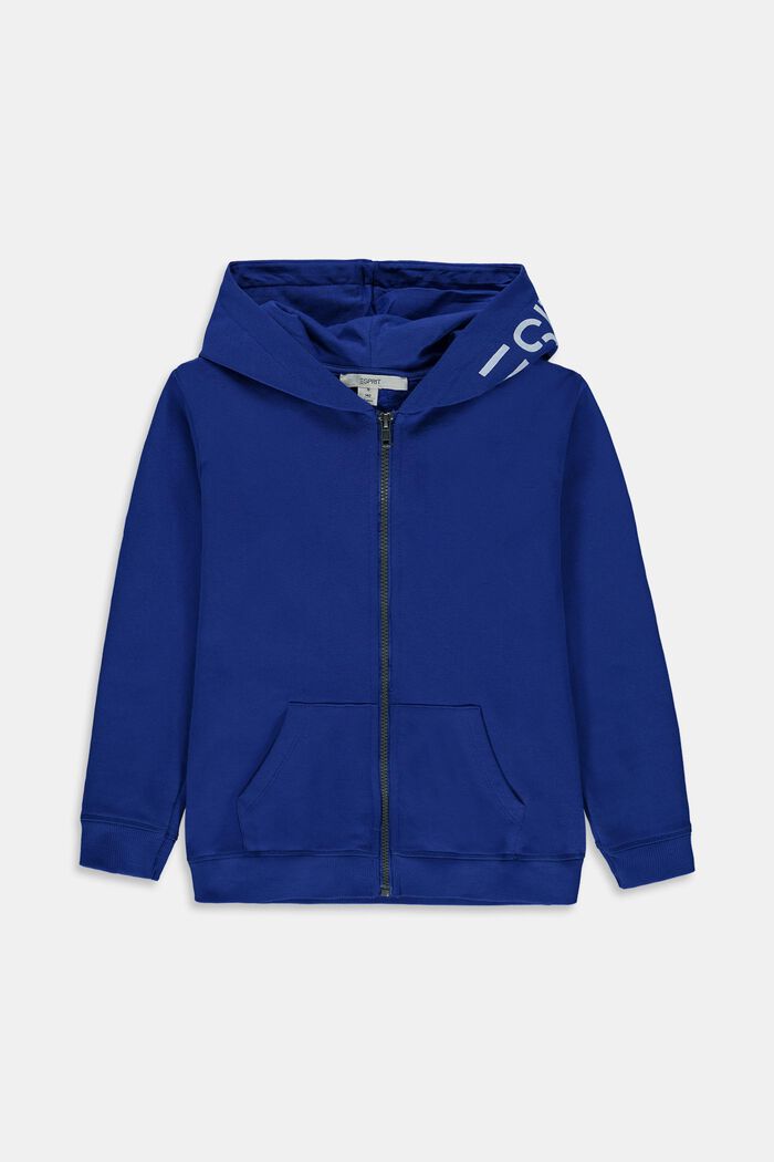 Zipp-Hoodie mit Logo-Print, 100% Baumwolle, BRIGHT BLUE, detail image number 0