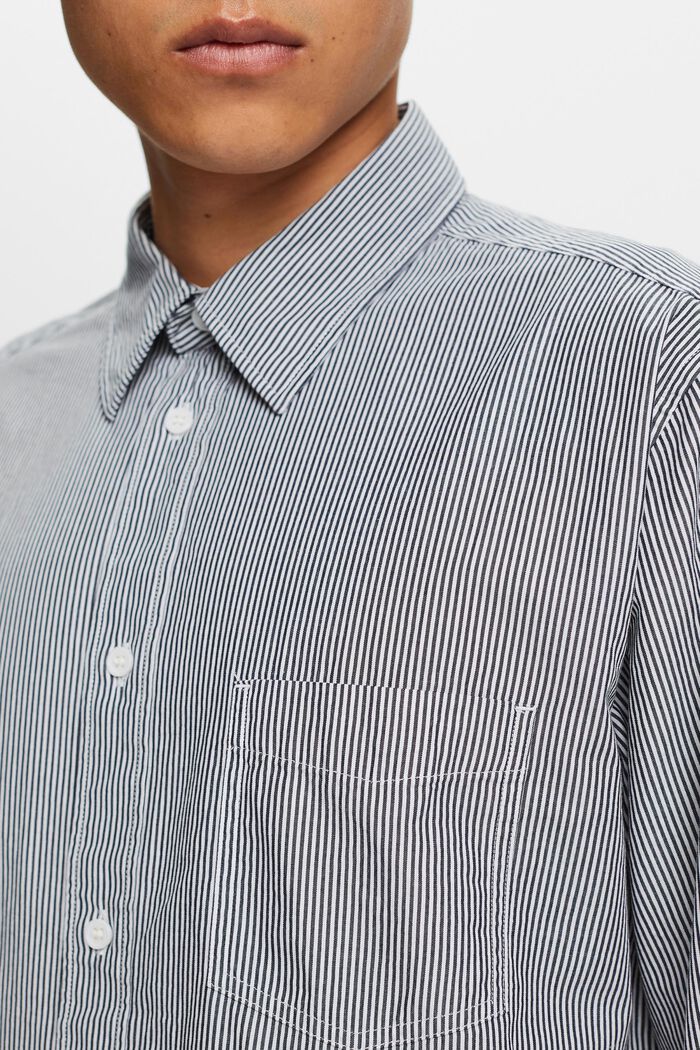 Gestreiftes Hemd aus Baumwoll-Popeline, NAVY, detail image number 2