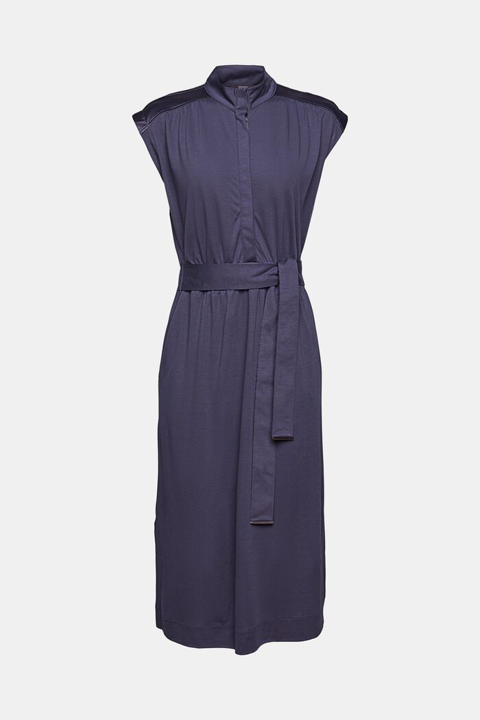 Jerseykleid in Hemdblusen-Optik, LENZING™ ECOVERO™, DARK BLUE, detail image number 6