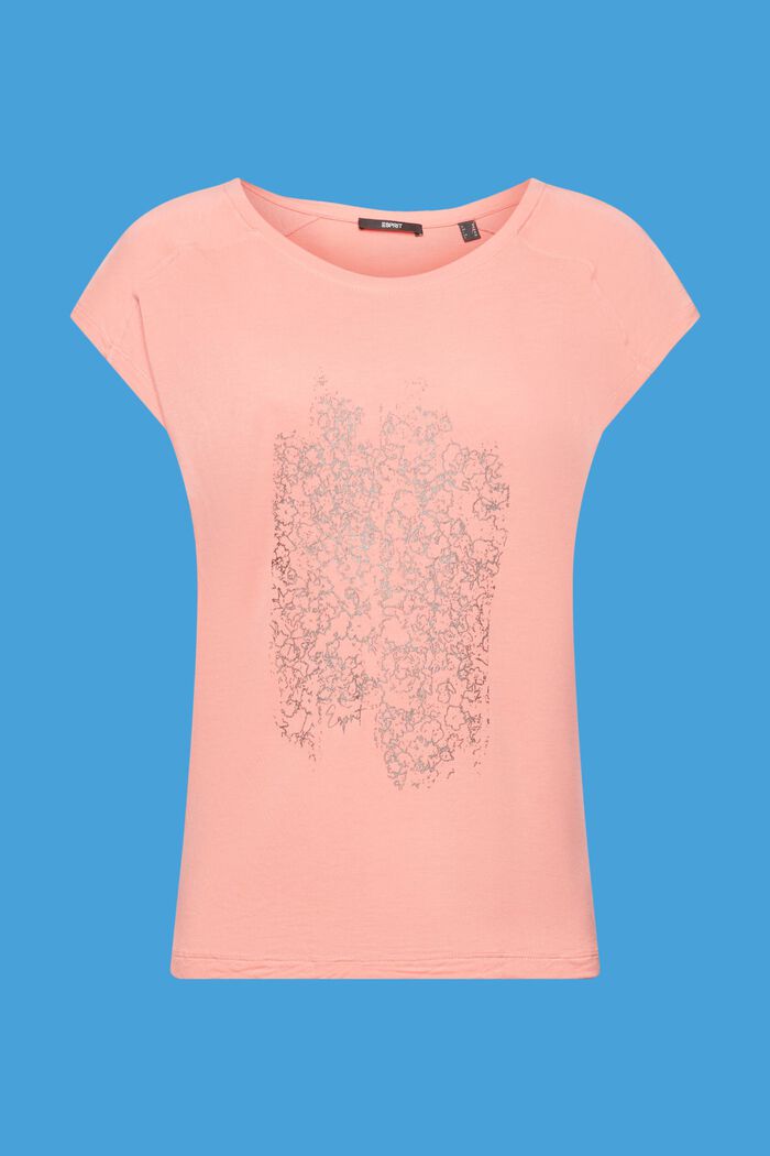 T-Shirt mit Print, LENZING™ ECOVERO™, CORAL, detail image number 7