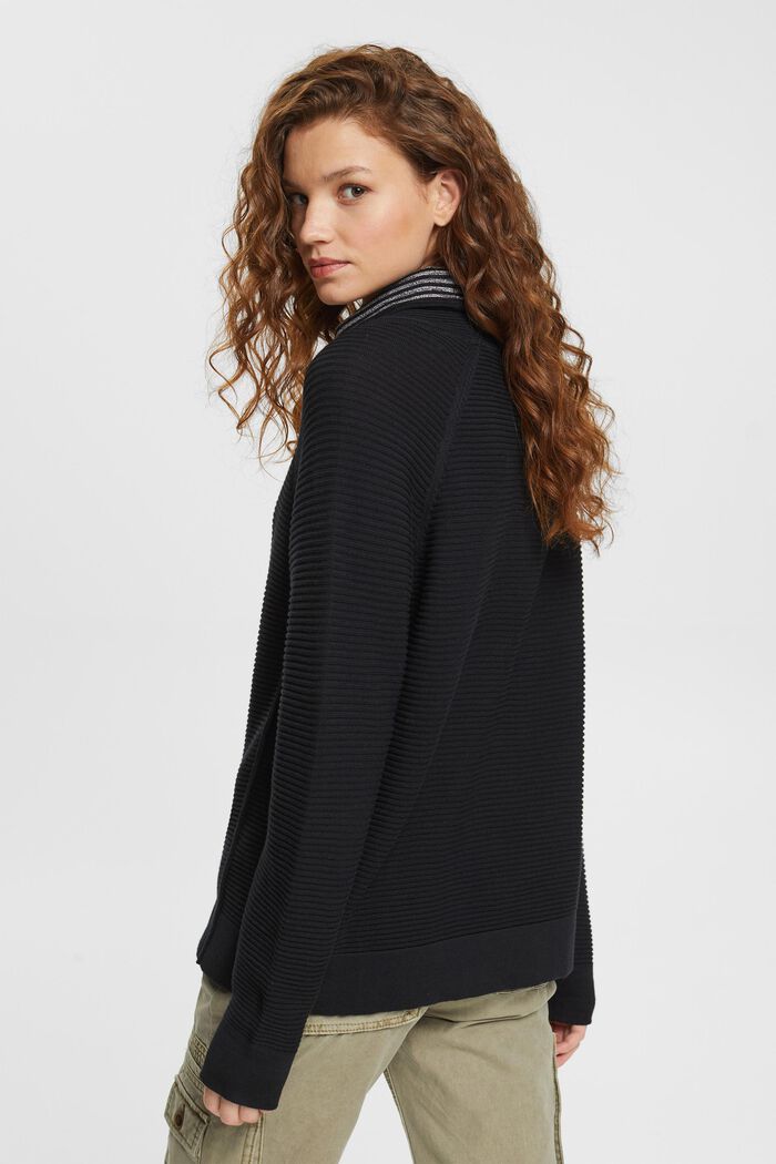 Pullover mit Trichterausschnitt, 100 % Baumwolle, BLACK, detail image number 3