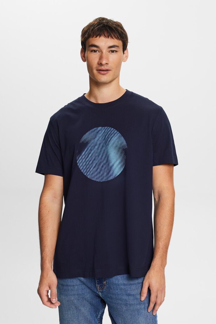 T-Shirt mit Print vorne, 100 % Baumwolle, NAVY, detail image number 0
