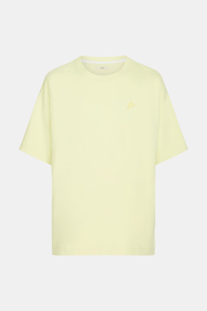 Relaxed Fit T-Shirt mit farbigem Dolphin-Batch, PASTEL YELLOW, overview