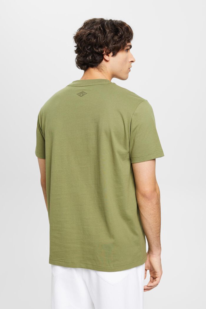 Retro-T-Shirt aus Baumwolle mit Logo, OLIVE, detail image number 3