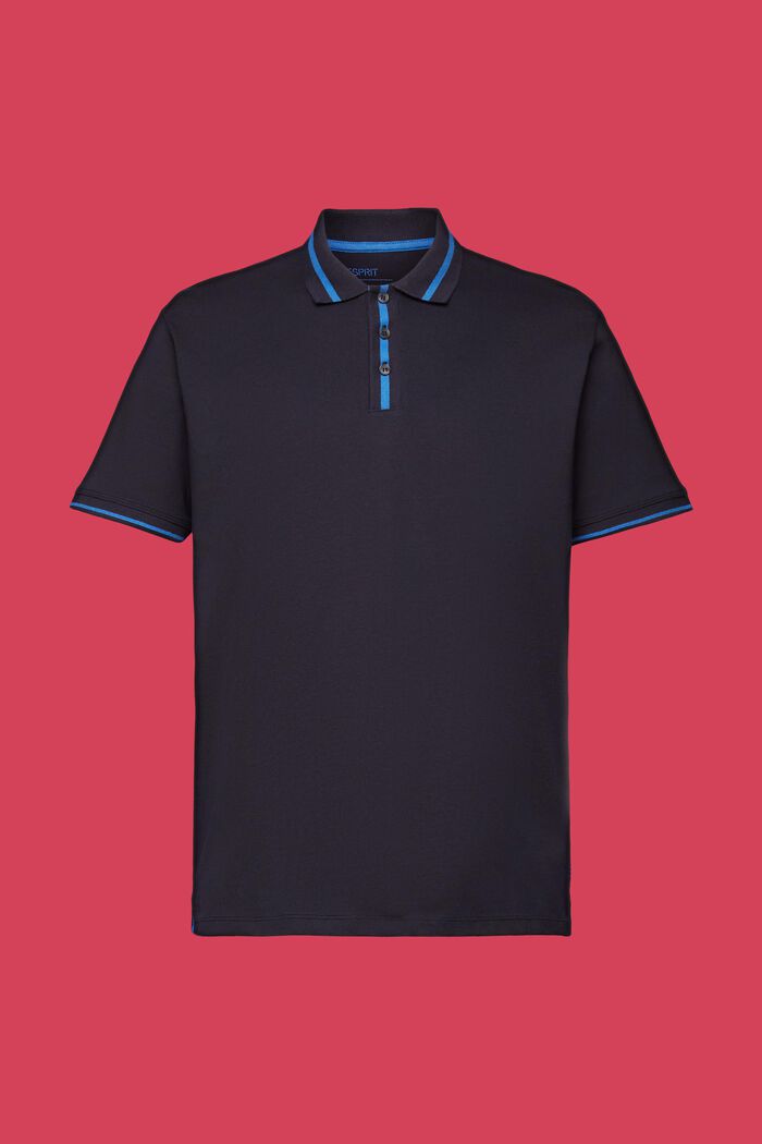 Polo-Shirt aus Jersey, Baumwollmix, NAVY, detail image number 5