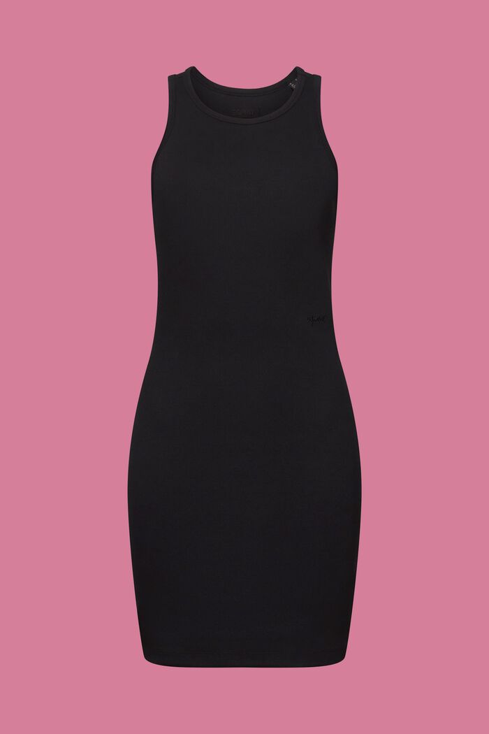 Geripptes Jerseykleid, BLACK, detail image number 6